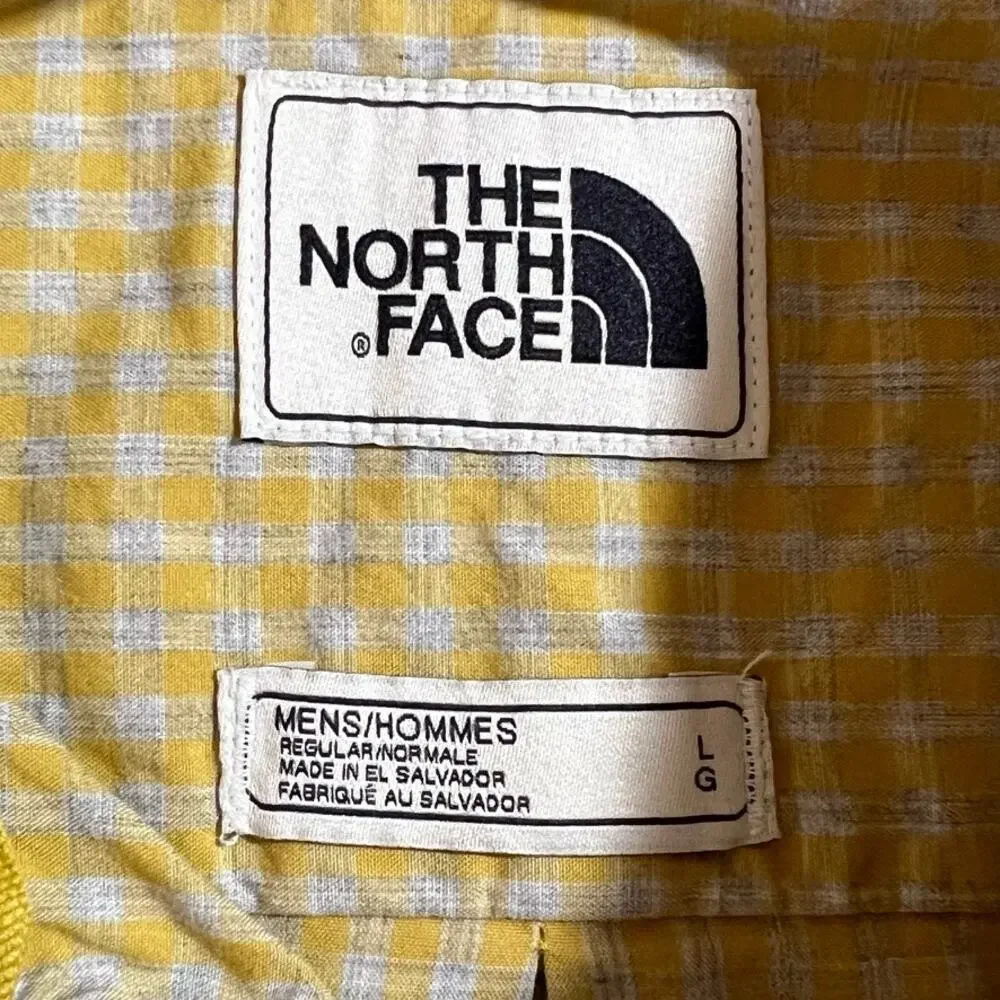 The North Face Short Sleeve Checkered Button Shirt Yellow Mens Large